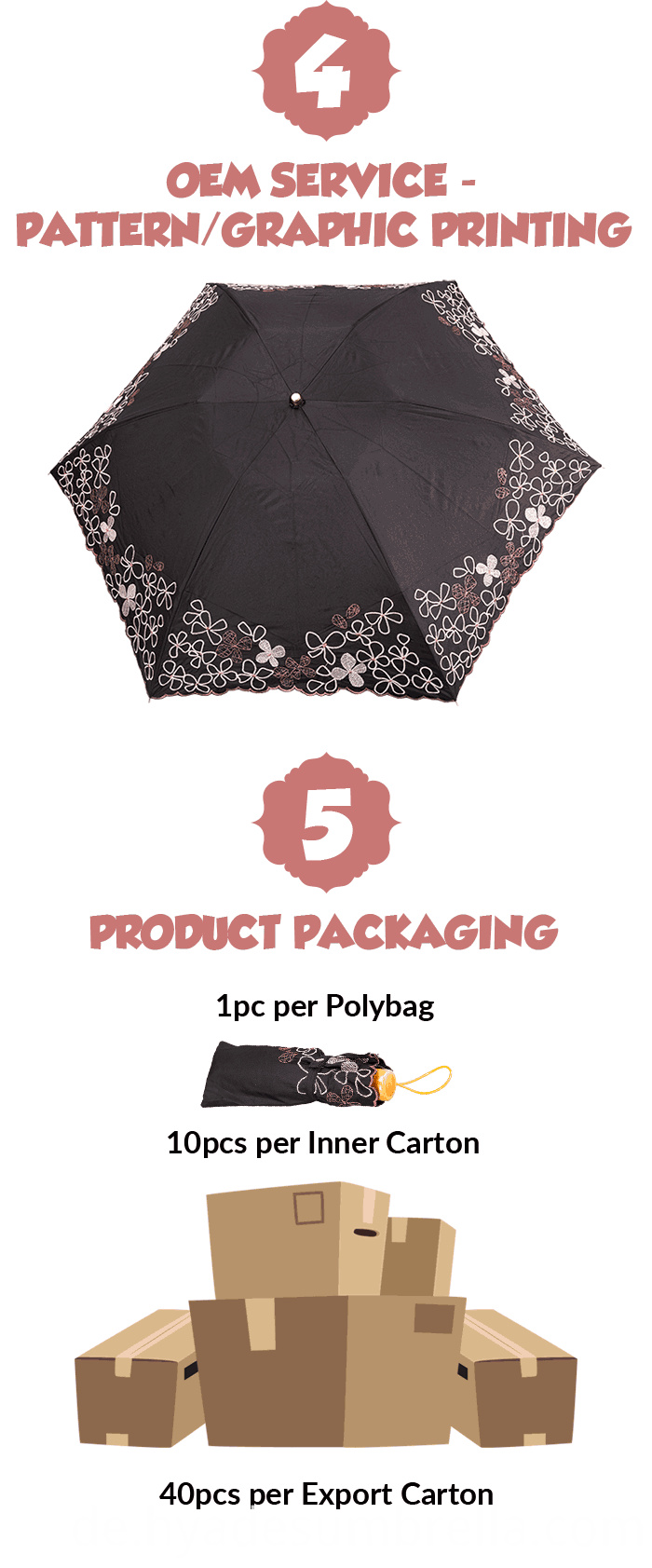 3-teiliger Taschenschirm mit schwarzer Beschichtung Black Coating 3 Section Folding Umbrella